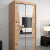 Kledingkast MONACO 100 cm, romp in de kleur eiken artisan, fronten in eiken artisan met spiegel.