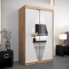 Kledingkast BOLIWIA 120 cm, corpus in eiken artisan, fronten in wit met spiegel