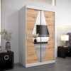 Kledingkast BOLIWIA 120 cm, corpus in wit, fronten in eiken artisan met spiegel