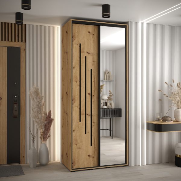Kast CANNES 9-120 Breedte: 45 cm Korpus: wit Front: artisan eiken Lijst: zwart