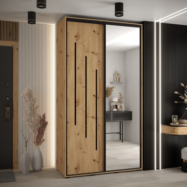 Kast CANNES 9-130 Breedte: 45 cm Korpus: wit Front: artisan eiken Lijst: zwart
