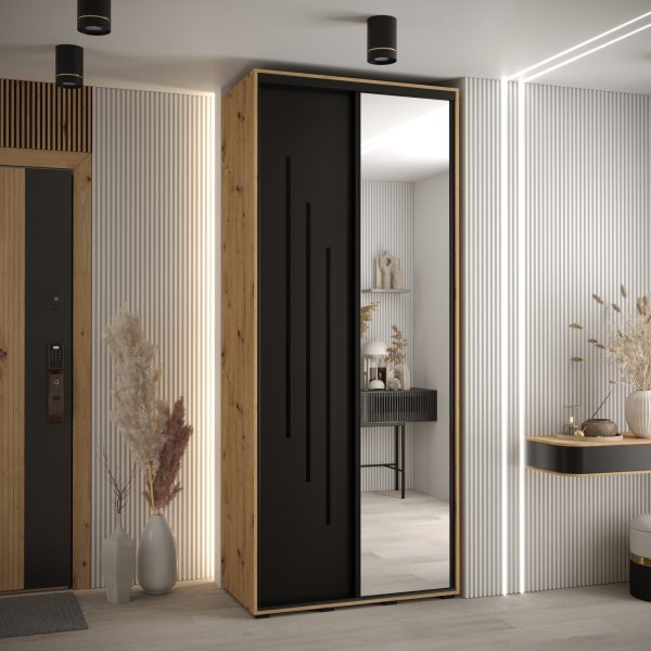 Kast CANNES 9-100 Breedte: 45 cm Korpus: artisan eiken Front: zwart Lijst: zwart Kast CANNES 8-200 Breedte: 45 cm Korpus: artisan eiken Front: zwart Lijst: zwart