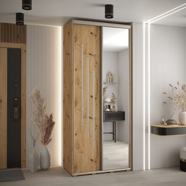 Kast CANNES 9-120 Breedte: 45 cm Korpus: artisan eiken Front: artisan eiken Lijst: zilverkleurig