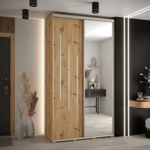 Kast CANNES 9-130 Breedte: 45 cm Korpus: artisan eiken Front: artisan eiken Lijst: zilverkleurig