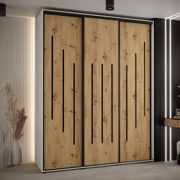 Kast CANNES 8 200 Breedte: 45 cm Korpus: wit Front: artisan eiken Lijst: zwart