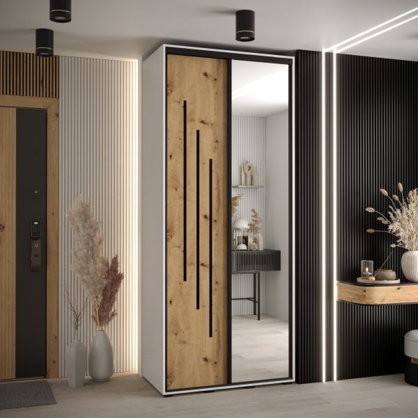 Kast CANNES 9-100 Breedte: 45 cm Korpus: wit Front: artisan eiken Lijst: zwart