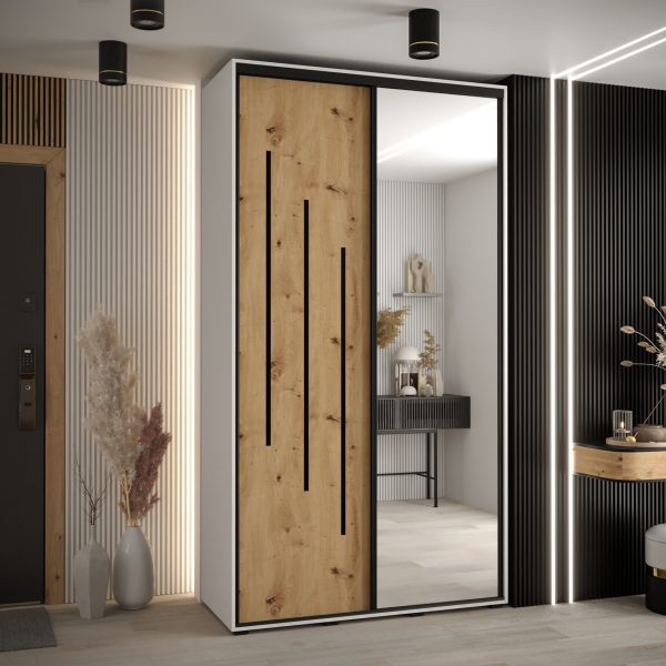 Kast CANNES 9-130 Breedte: 45 cm Korpus: wit Front: artisan eiken Lijst: zwart