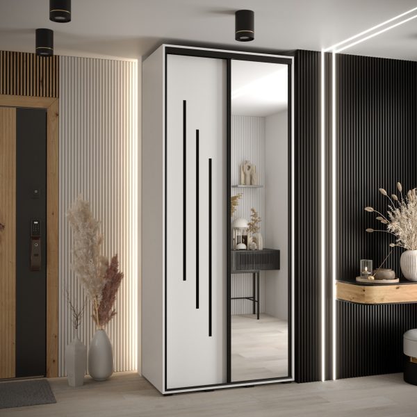 Kast CANNES 9-120 Breedte: 45 cm Korpus: wit Front: wit Lijst: zwart
