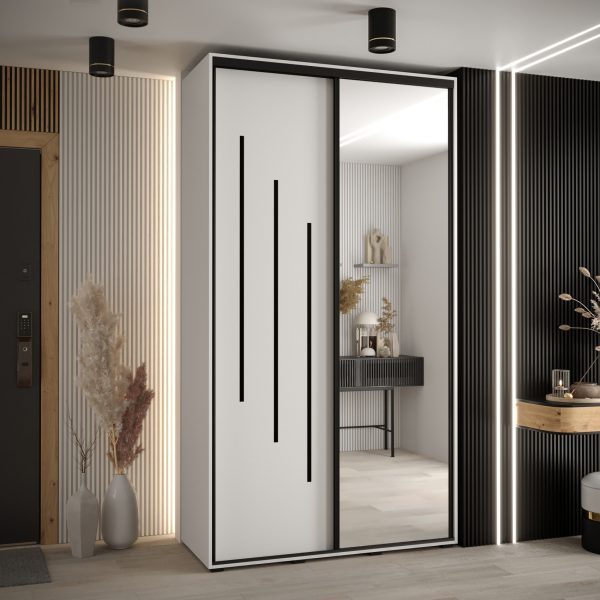 Kast CANNES 9-130 Breedte: 45 cm Korpus: wit Front: wit Lijst: zwart