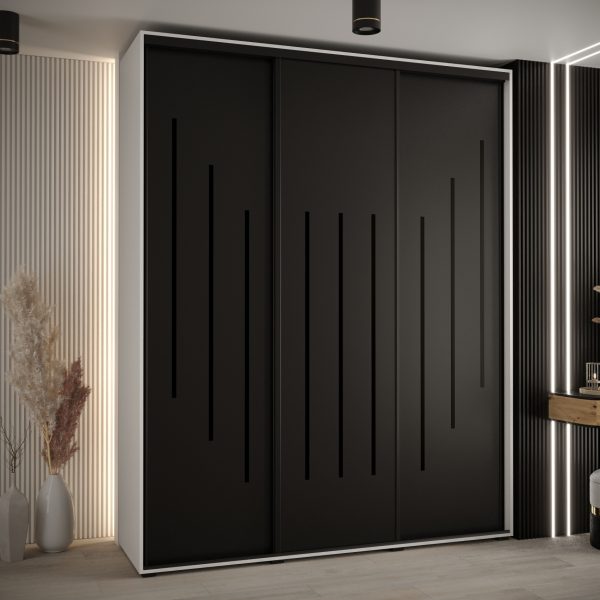 Kast CANNES 8-200 Breedte: 45 cm Korpus: wit Front: zwart Lijst: zwart