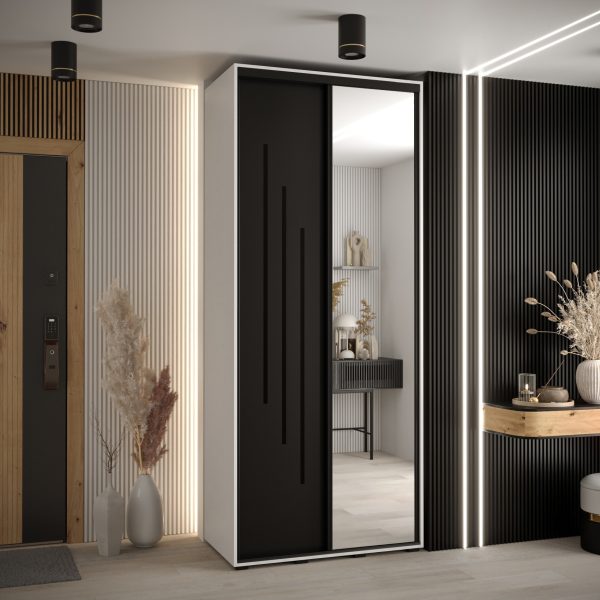 Kast CANNES 9-120 Breedte: 45 cm Korpus: wit Front: zwart Lijst: zwart