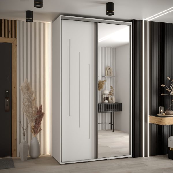 Kast CANNES 9-130 Breedte: 45 cm Korpus: wit Front: wit Lijst: zilverkleurig