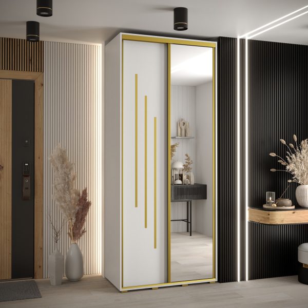Kast CANNES 9-100 Breedte: 45 cm Korpus: wit Front: wit Lijst: goudkleurig