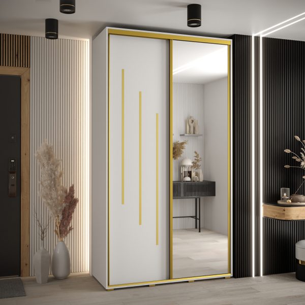 Kast CANNES 9-130 Breedte: 45 cm Korpus: wit Front: wit Lijst: goudkleurig