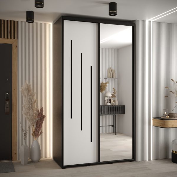 Kast CANNES 9-130 Breedte: 45 cm Korpus: zwart Front: wit Lijst: zwart