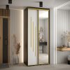 Kast CANNES 9-100 Breedte: 45 cm Korpus: zwart Front: wit Lijst: goudkleurig ,spiegel