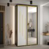 Kast CANNES 9-130 Breedte: 45 cm Korpus: zwart Front: wit Lijst: goudkleurig ,spiegel