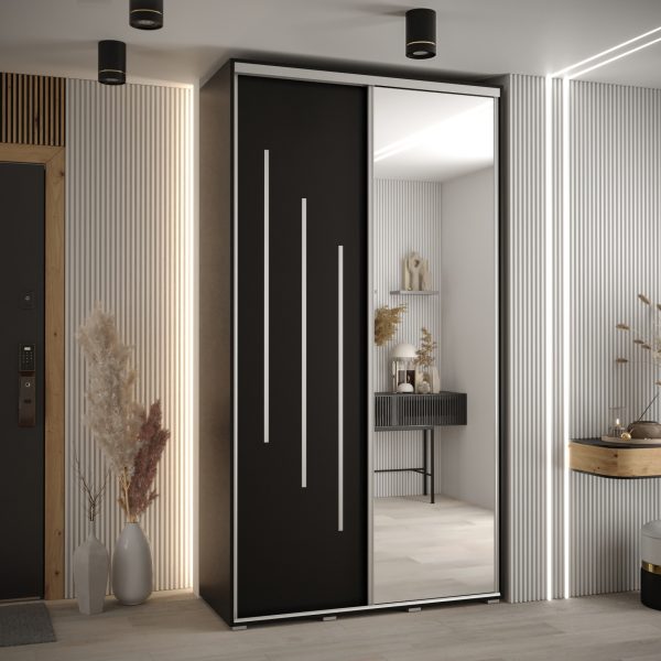 Kast CANNES 9-130 Breedte: 45 cm Korpus: zwart Front: zwart Lijst: zilverkleurig