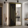 Kast CANNES 9-130 Breedte: 45 cm Korpus: zwart Front: zwart Lijst: goudkleurig ,spiegel