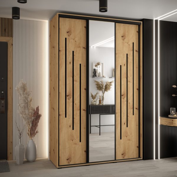 Kast CANNES 9-150 Breedte: 45 cm Korpus: wit Front: artisan eiken Lijst: zwart
