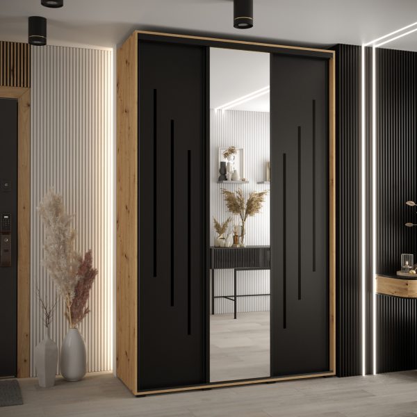 Kast CANNES 9-150 Breedte: 45 cm Korpus: artisan eiken Front: zwart Lijst: zwart Kast CANNES 8-200 Breedte: 45 cm Korpus: artisan eiken Front: zwart Lijst: zwart