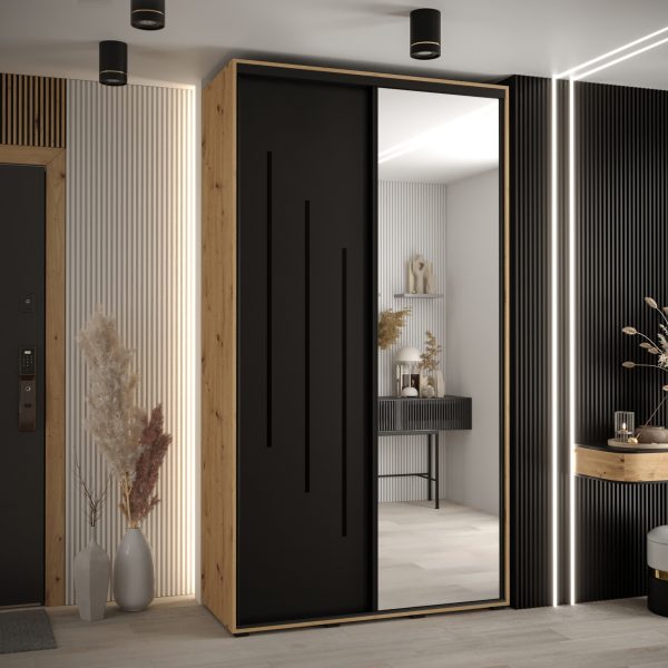 Kast CANNES 9-140 Breedte: 45 cm Korpus: artisan eiken Front: zwart Lijst: zwart Kast CANNES 8-200 Breedte: 45 cm Korpus: artisan eiken Front: zwart Lijst: zwart