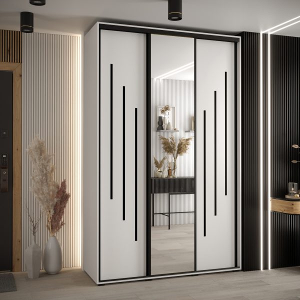 Kast CANNES 9-150 Breedte: 45 cm Korpus: wit Front: wit Lijst: zwart