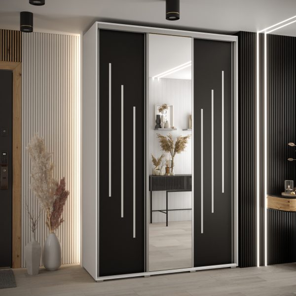 Kast CANNES 9-150 Breedte: 45 cm Korpus: wit Front: zwart Lijst: zilverkleurig