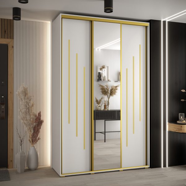 Kast CANNES 9-150 Breedte: 45 cm Korpus: wit Front: wit Lijst: goudkleurig