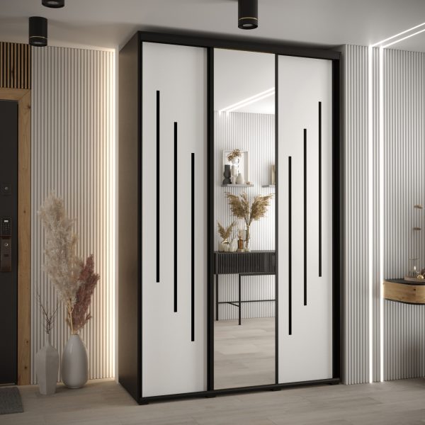 Kast CANNES 9-150 Breedte: 45 cm Korpus: zwart Front: wit Lijst: zwart