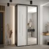 Kast CANNES 9-140 Breedte: 45 cm Korpus: zwart Front: wit Lijst: zilverkleurig