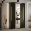 Kast CANNES 9-150 Breedte: 45 cm Korpus: zwart Front: zwart Lijst: goudkleurig ,spiegel